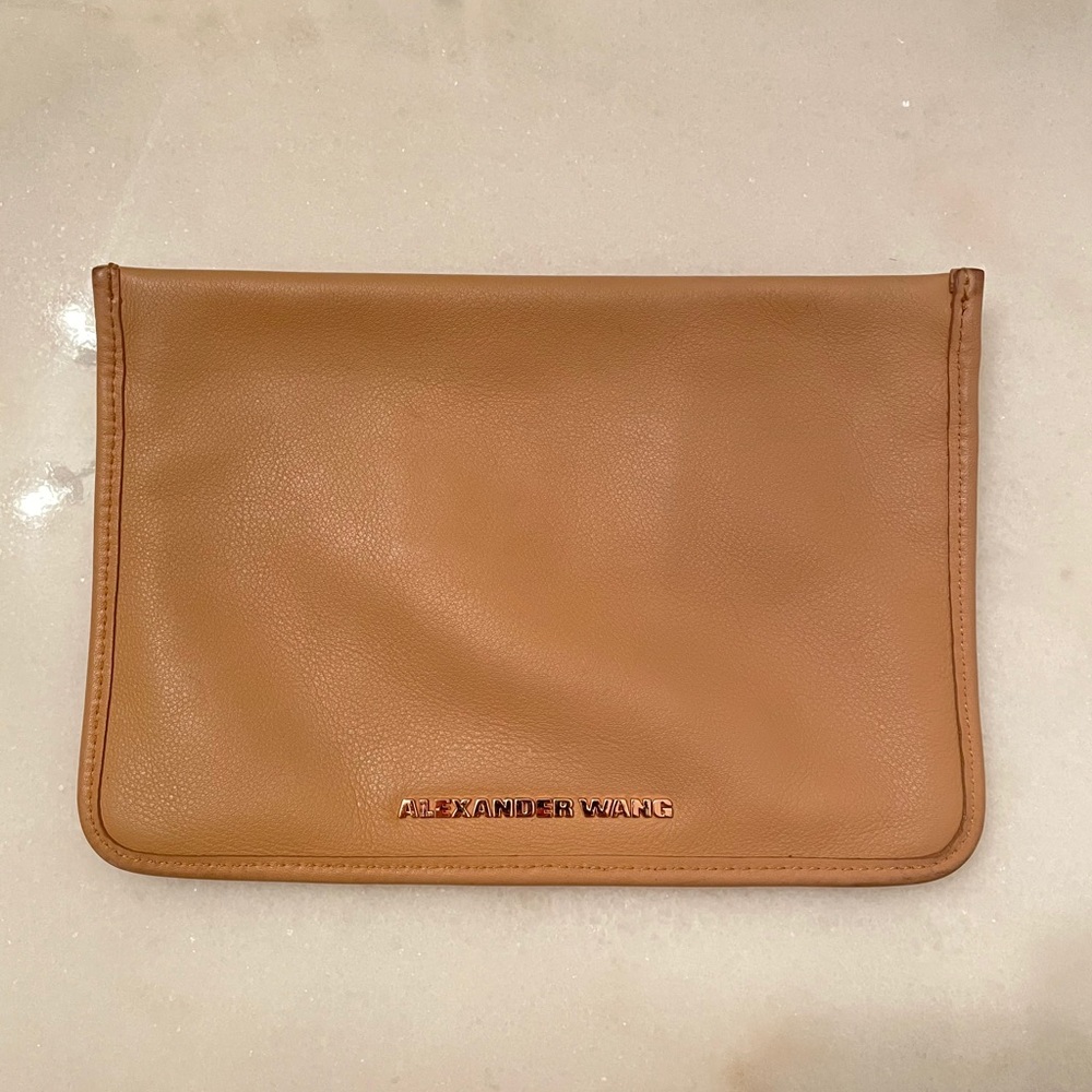 ALEXANDER WANG camel leather clutch